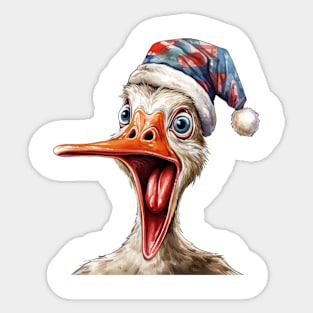 Funny Christmas Goose Face Sticker